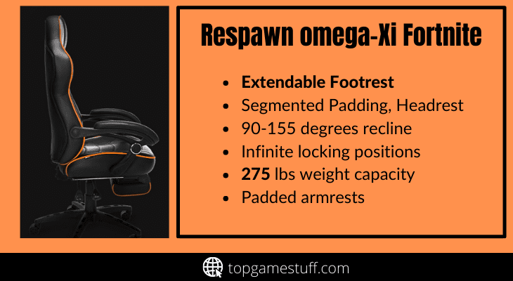 Respawn Omega-xi fortnite reclining chair with footrest.