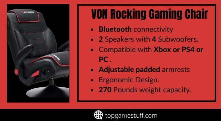 Von Racer rocking style ps4 gaming chair with speakers
