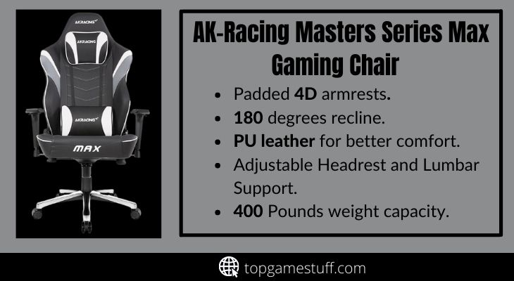 Ak racing masters series max, 400lb gaming chair