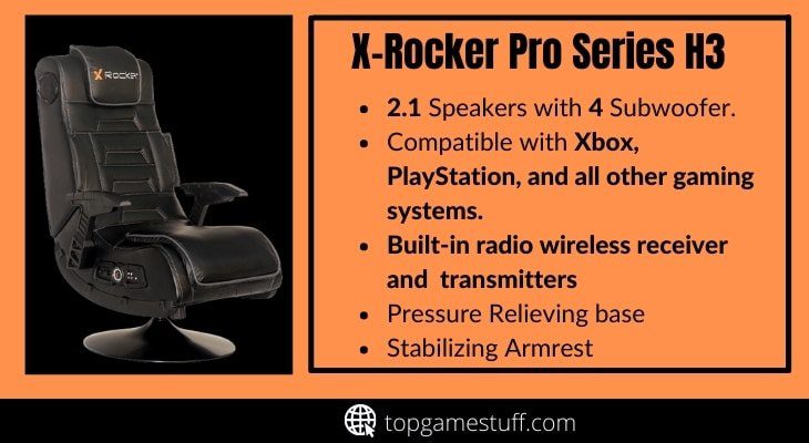 X- rocker pro series wireless Bluetooth Audio pedestal gaming chair with speakers and vibration
