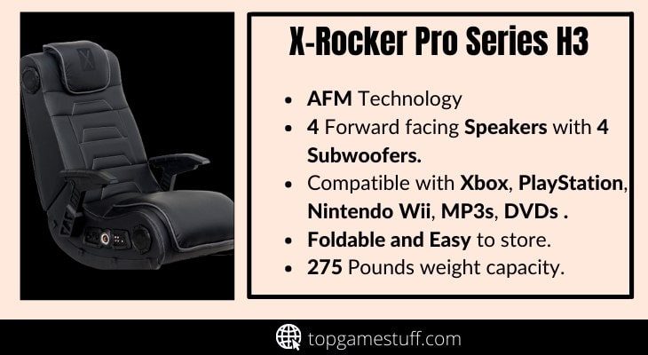 X-Rocker pro series H3 folding gaming chair with speakers
