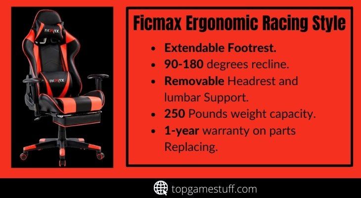 Ficmax Ergonomic racing style with extendable footrest