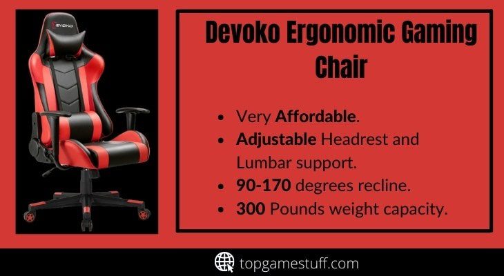 Devoko Red and Black racing style gaming chair