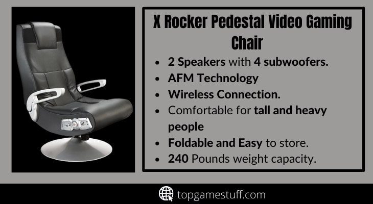 X Rocker, 5127401, SE 2.1 Black Leather pedestal Video Gaming Chair with speakers and vibration
