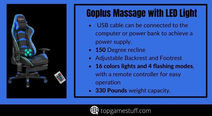 Goplus massage gaming chair with LED light