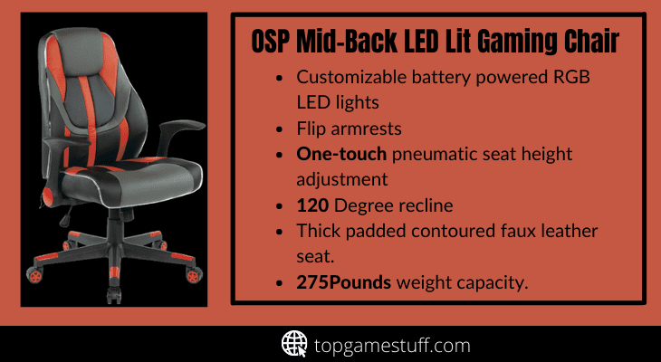 OSP mid back led lit gaming chair