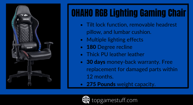 Ohaho rgb lighting gaming chair