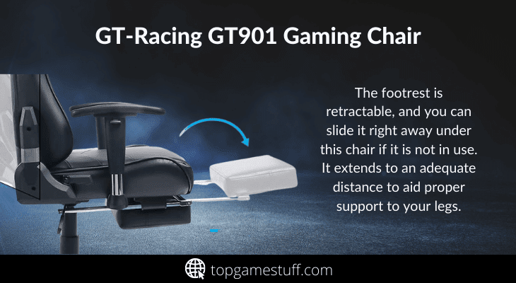 GT-racing gaming chair with retractable gaming chair