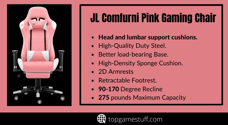 JL Comfurni pink gaming chair