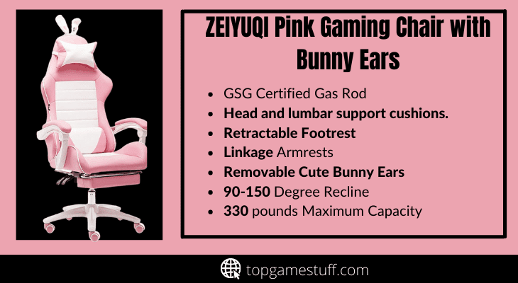 ZEIYUQI pink gaming chair with bunny ears