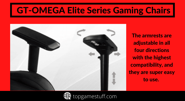 The 4D armrests of GT-OMEGA elite gaming chair