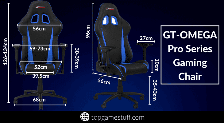 Gaming chair dimensions of GT-OMEGA Pro series